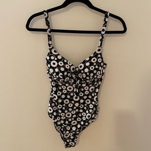 One Piece Black and White Bathing Suit